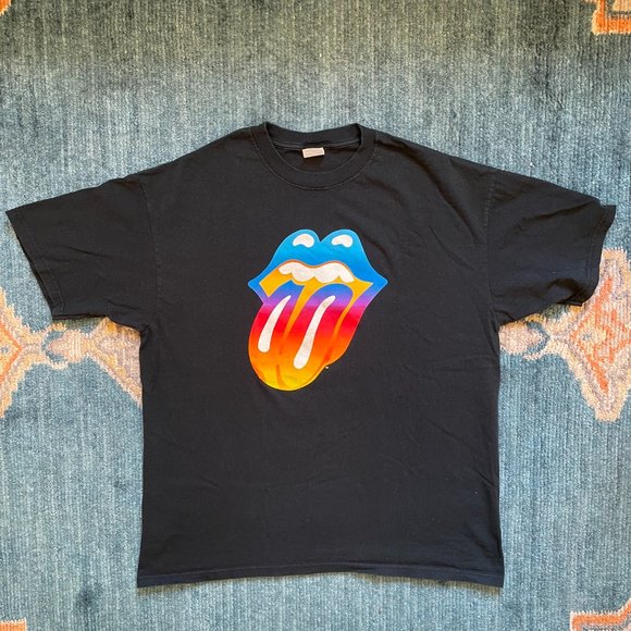 Vintage Rolling Stones Forty Licks T-Shirt Rainbow Tongue Shirt Y2K Size XL - Picture 6 of 8